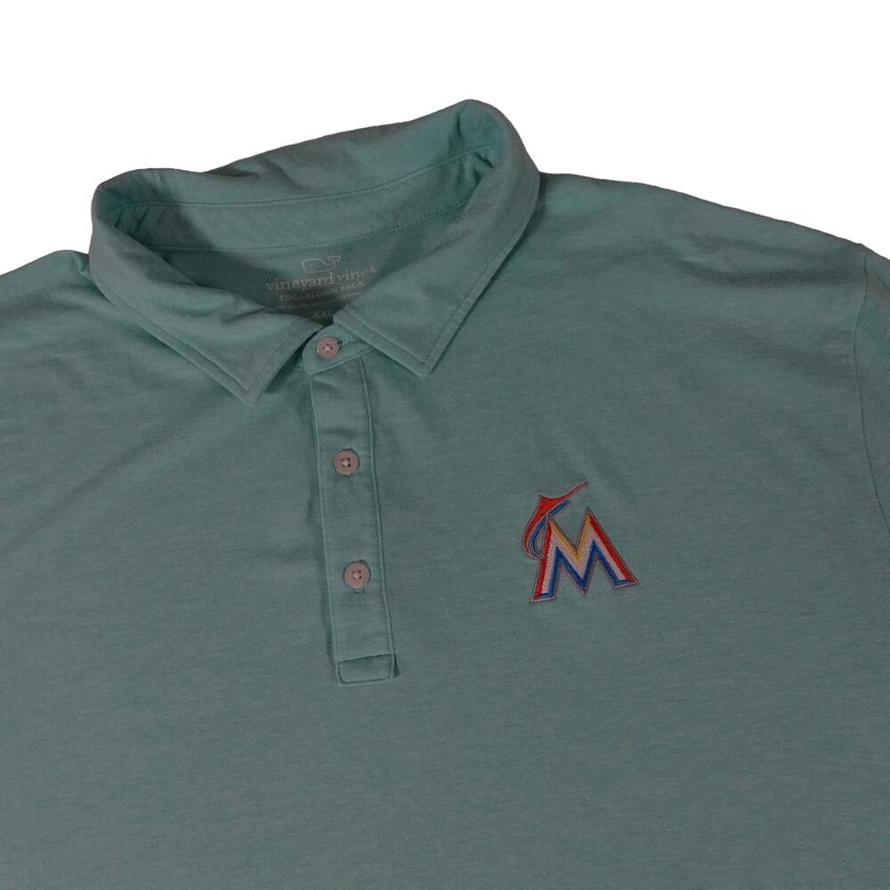 Miami Marlins Vineyard Vines MLB PIMA Blend Golf Polo Shirt Men's XXL